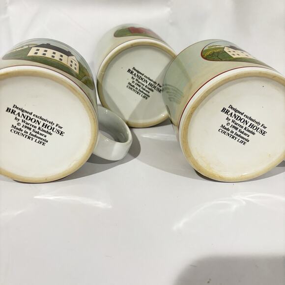 Vintage Warren Kimble Brandon House Country Life Sakura Coffee Mugs Set Of 3 - Picture 6 of 7
